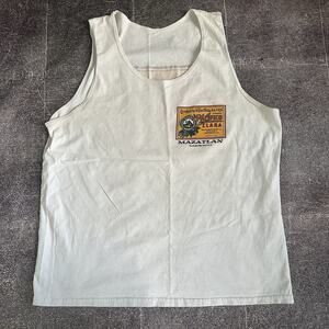 Mens Vintage 90s Pacifico Cerveza Beer Mazatlan Mexico Tank Top T Shirt Tee Sz L